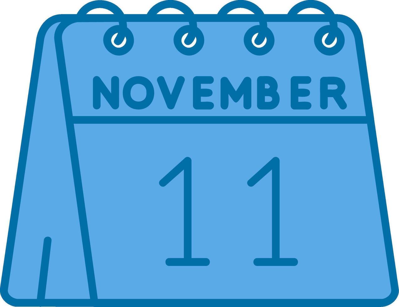 11 de noviembre azul línea lleno icono vector