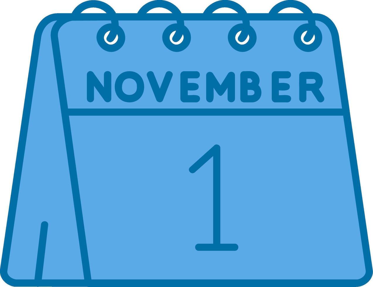 Primero de noviembre azul línea lleno icono vector