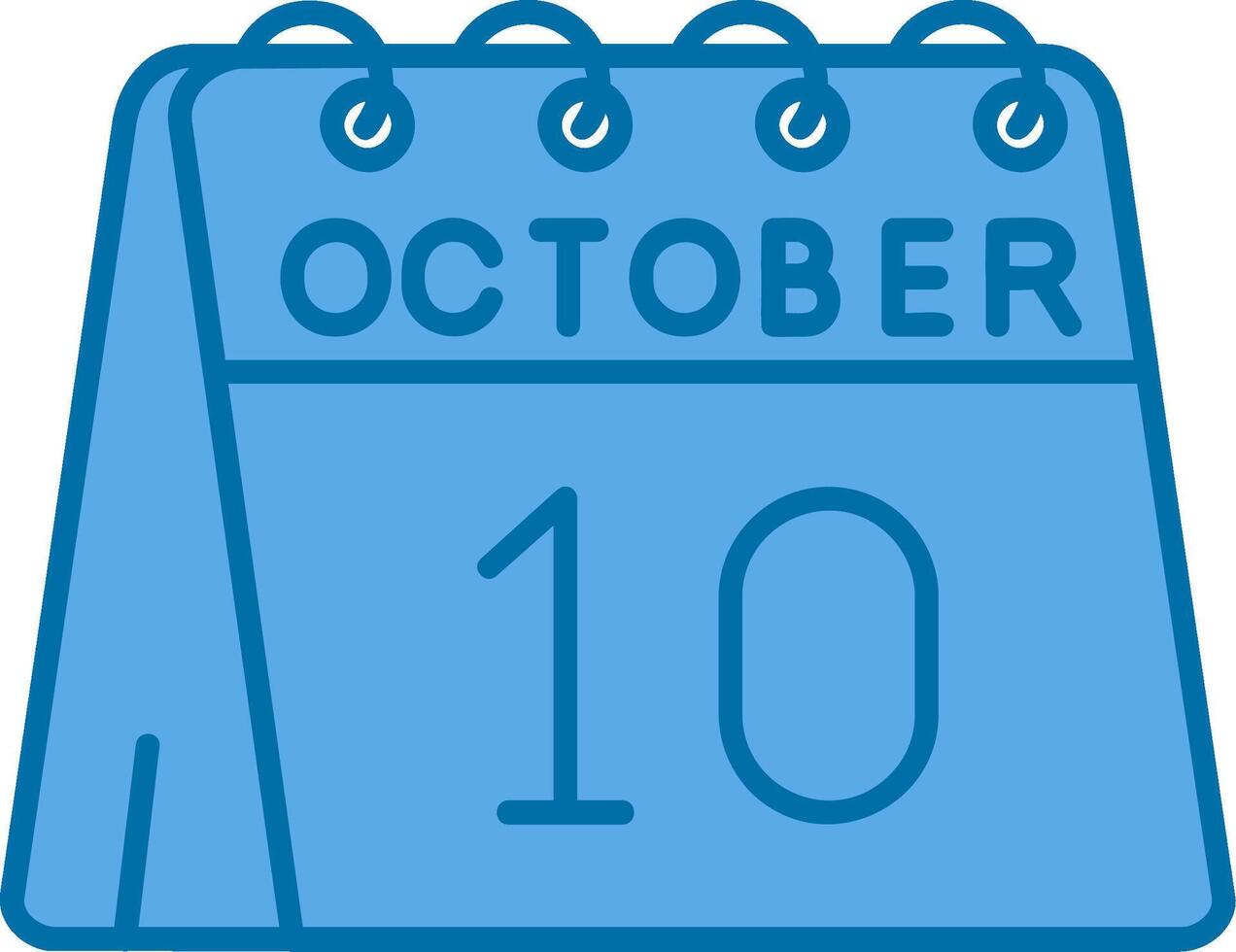 10th of October Blue Line Filled Icon vector