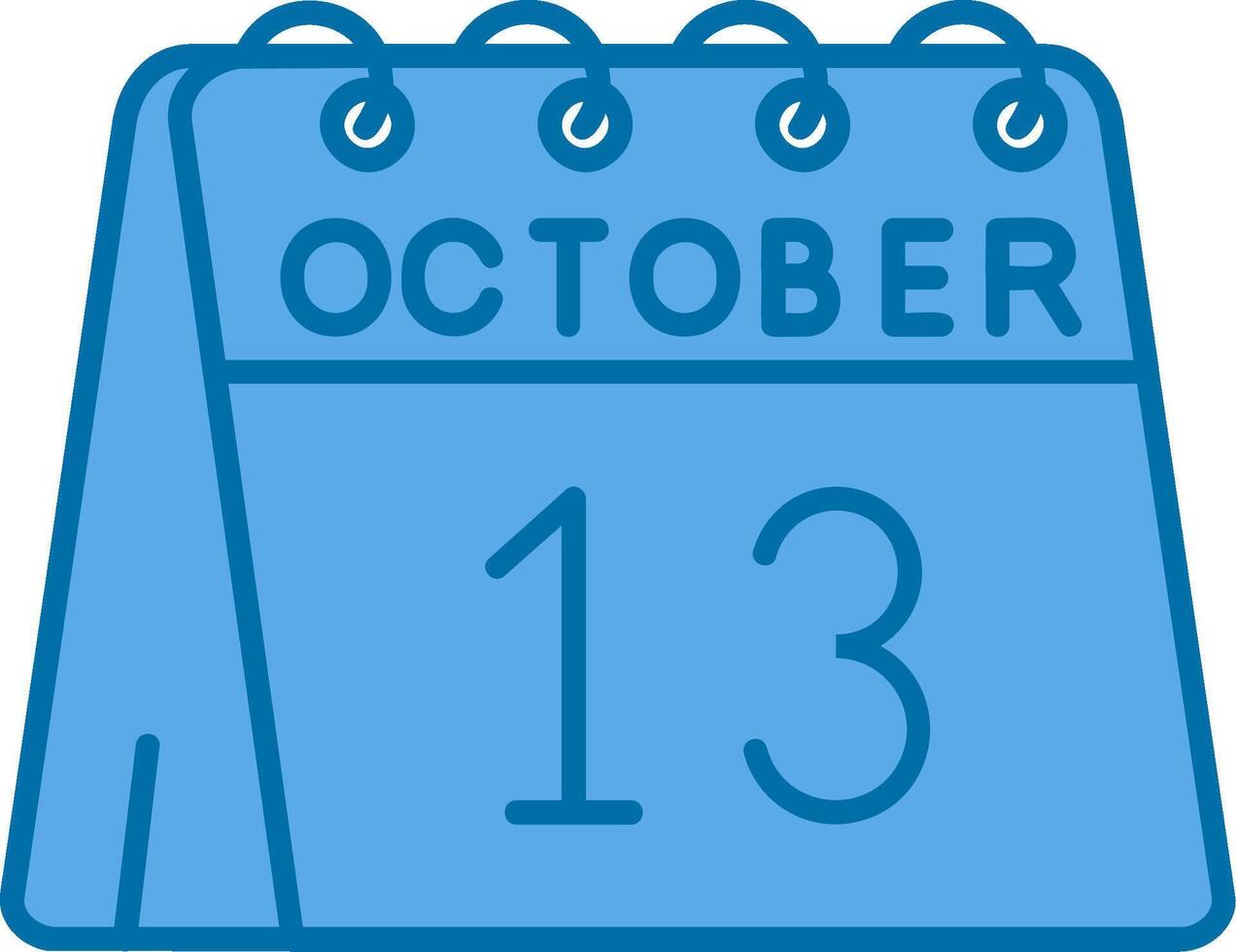 13th of October Blue Line Filled Icon vector