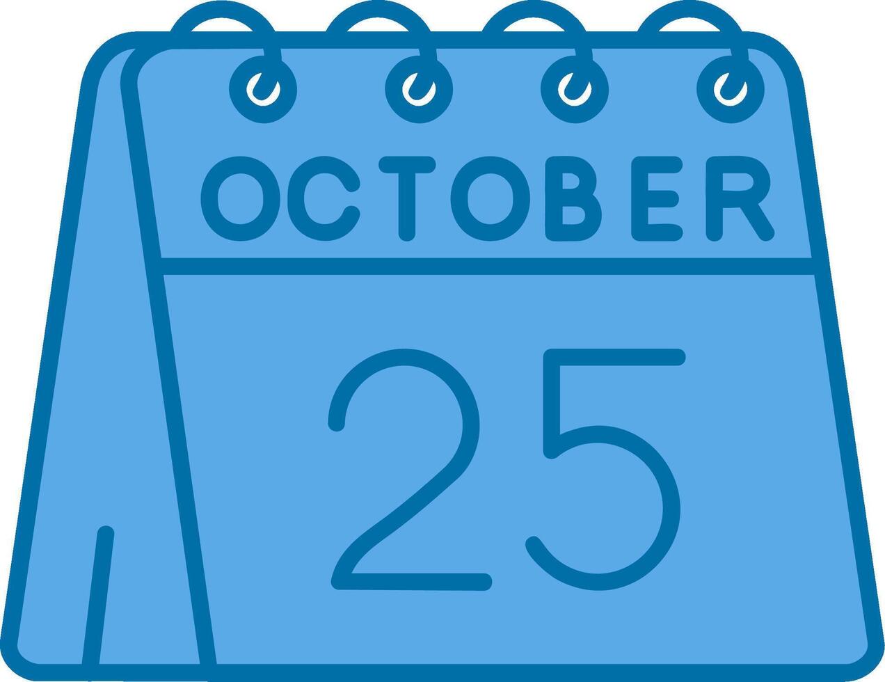 25th of October Blue Line Filled Icon vector