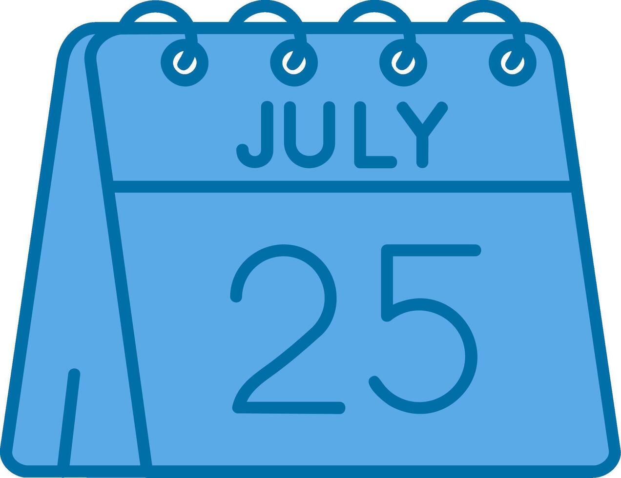 25th of July Blue Line Filled Icon vector