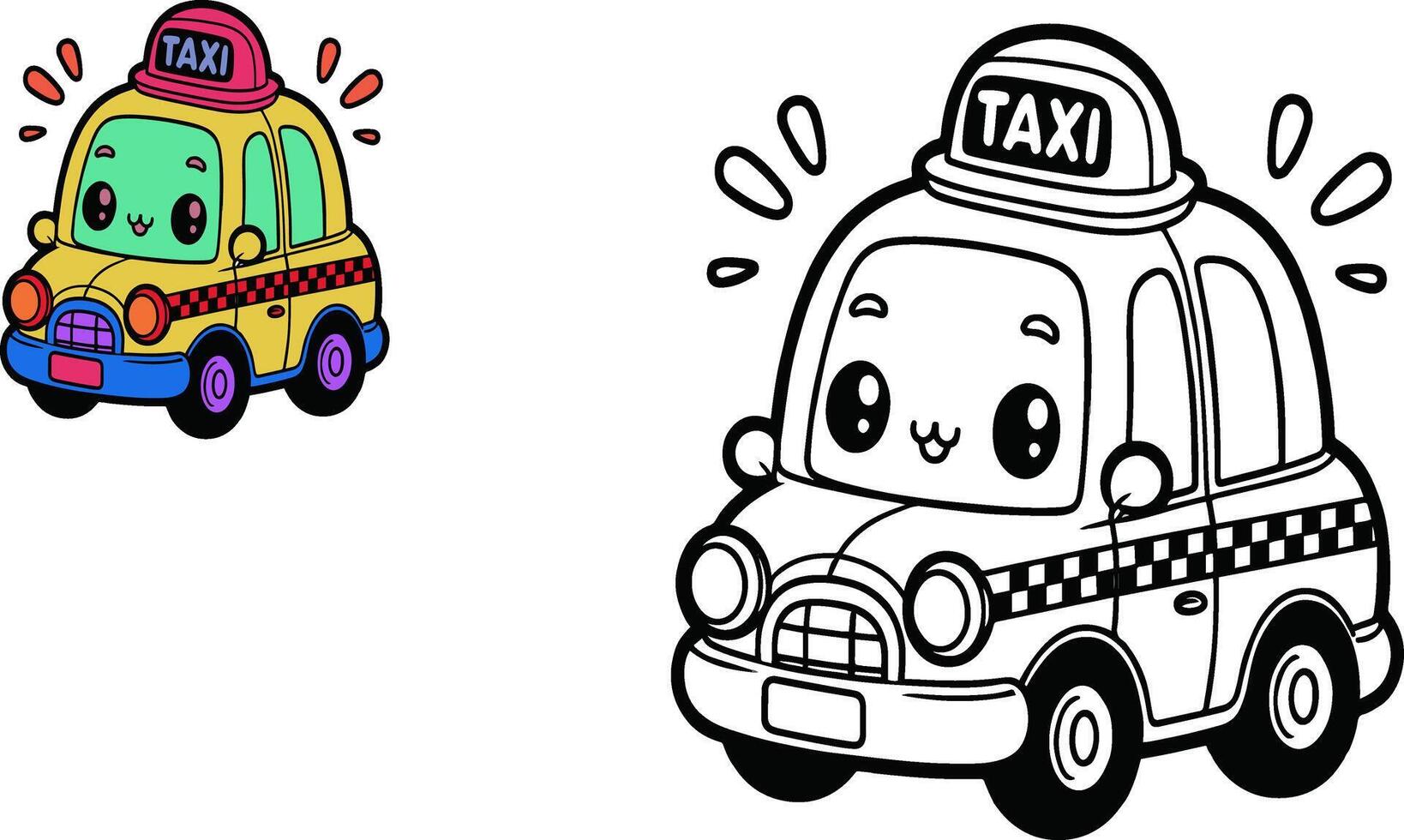 colorante libro para niños, Taxi vector con vistoso muestra