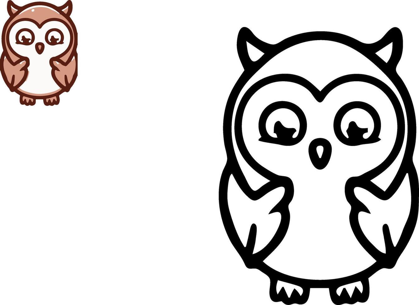 Illustration of Cartoon owl, Coloring book vector