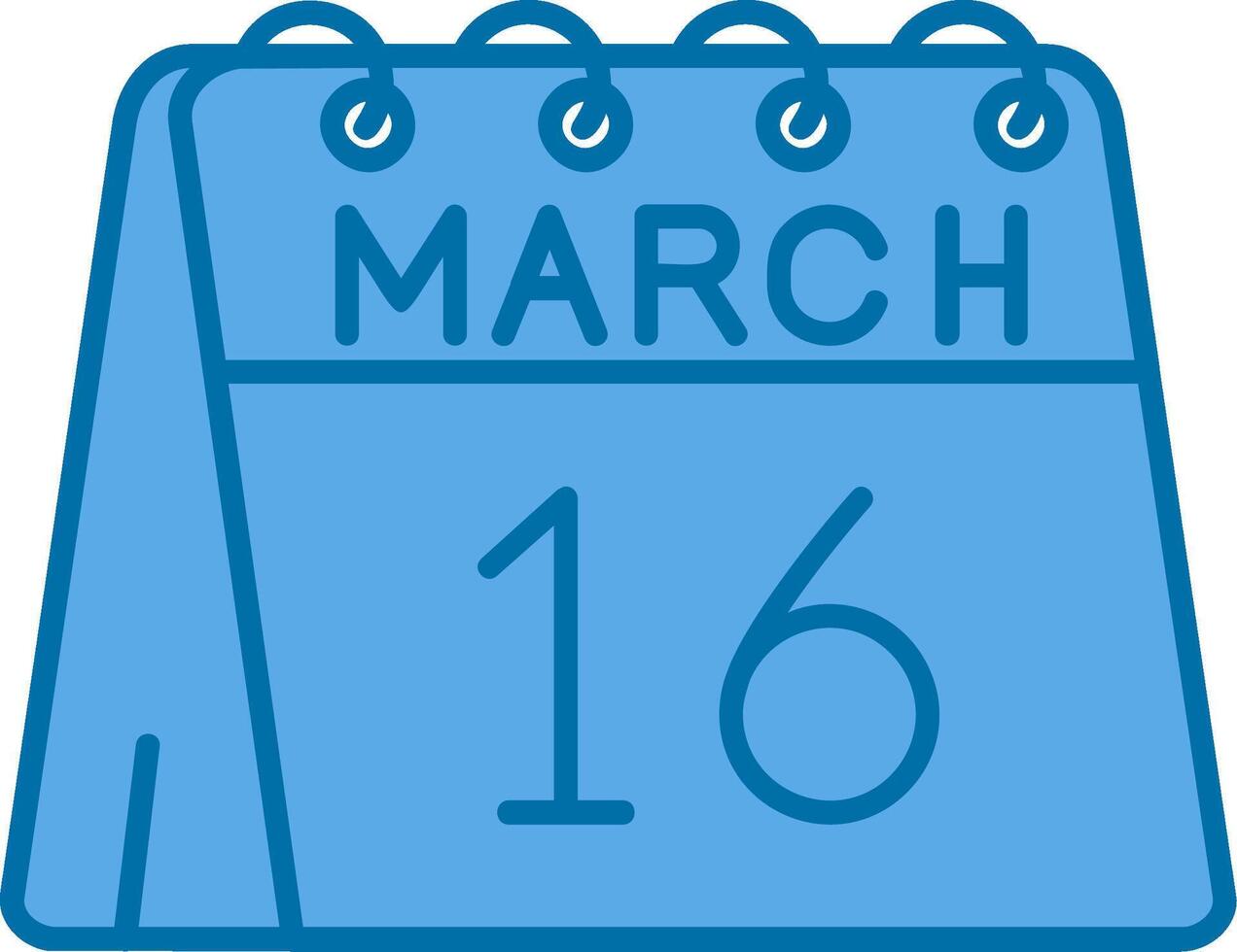 16 de marzo azul línea lleno icono vector