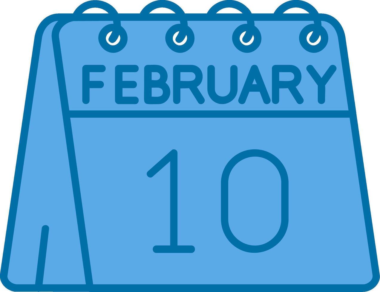 10th of February Blue Line Filled Icon vector