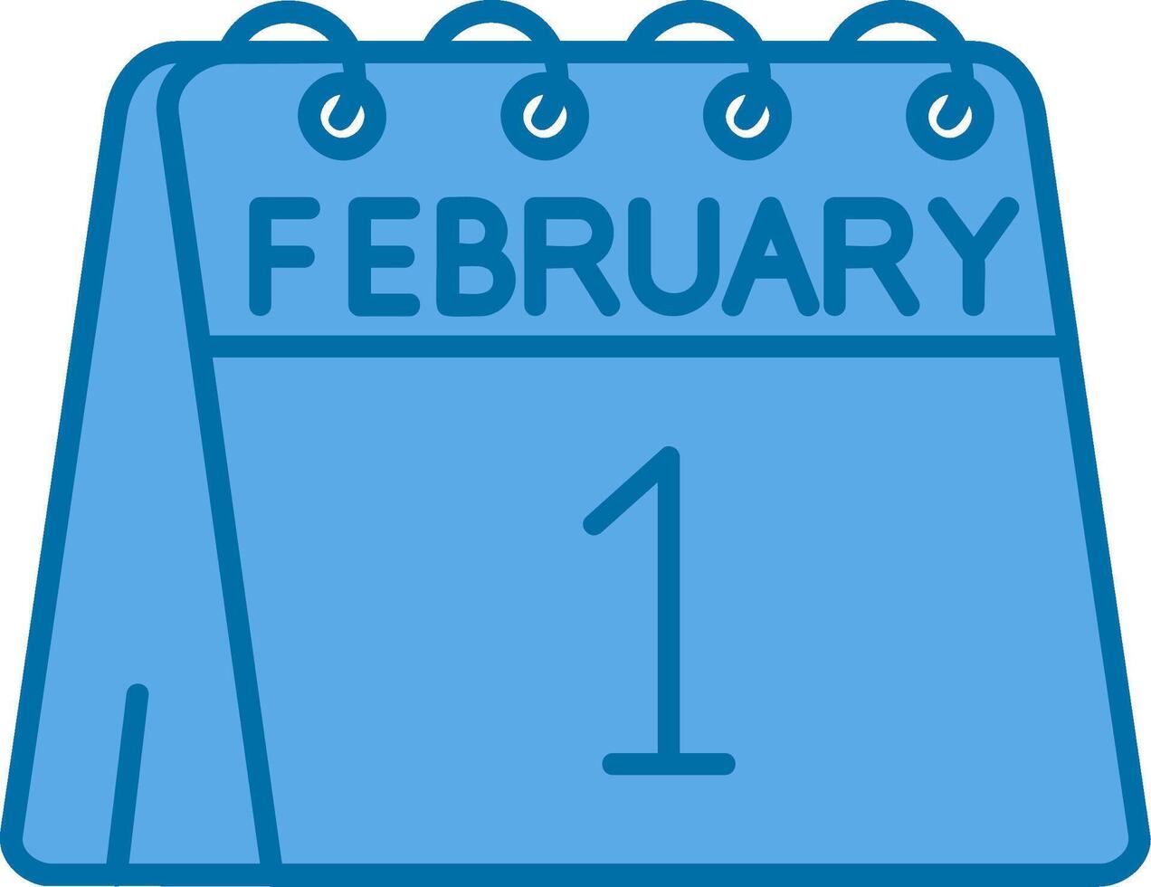 1st of February Blue Line Filled Icon vector