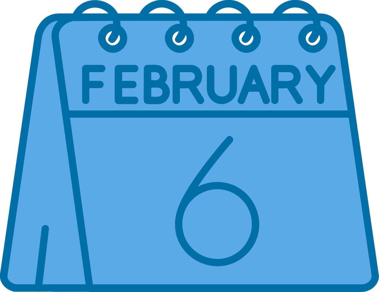 6th of February Blue Line Filled Icon vector