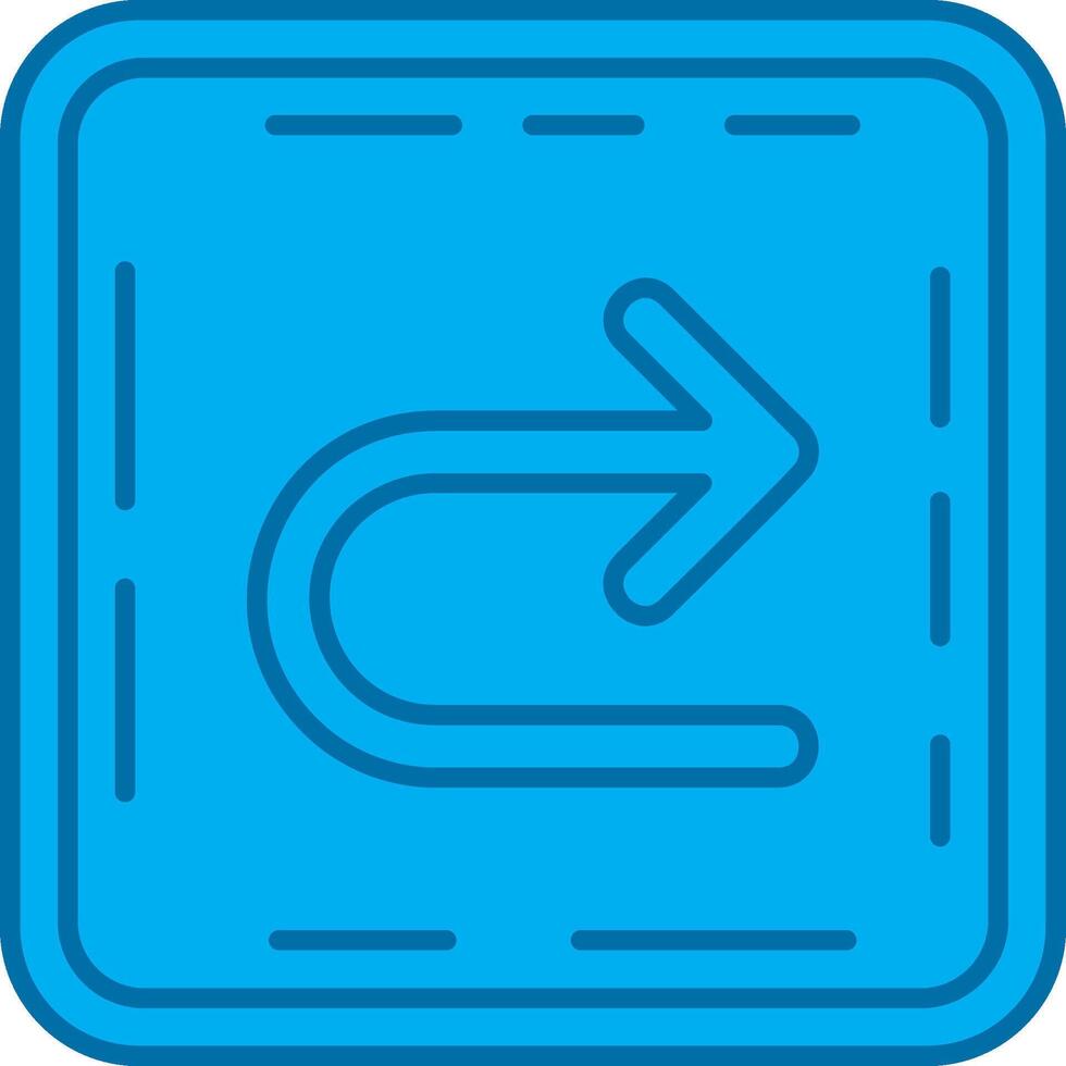 U turn Blue Line Filled Icon vector