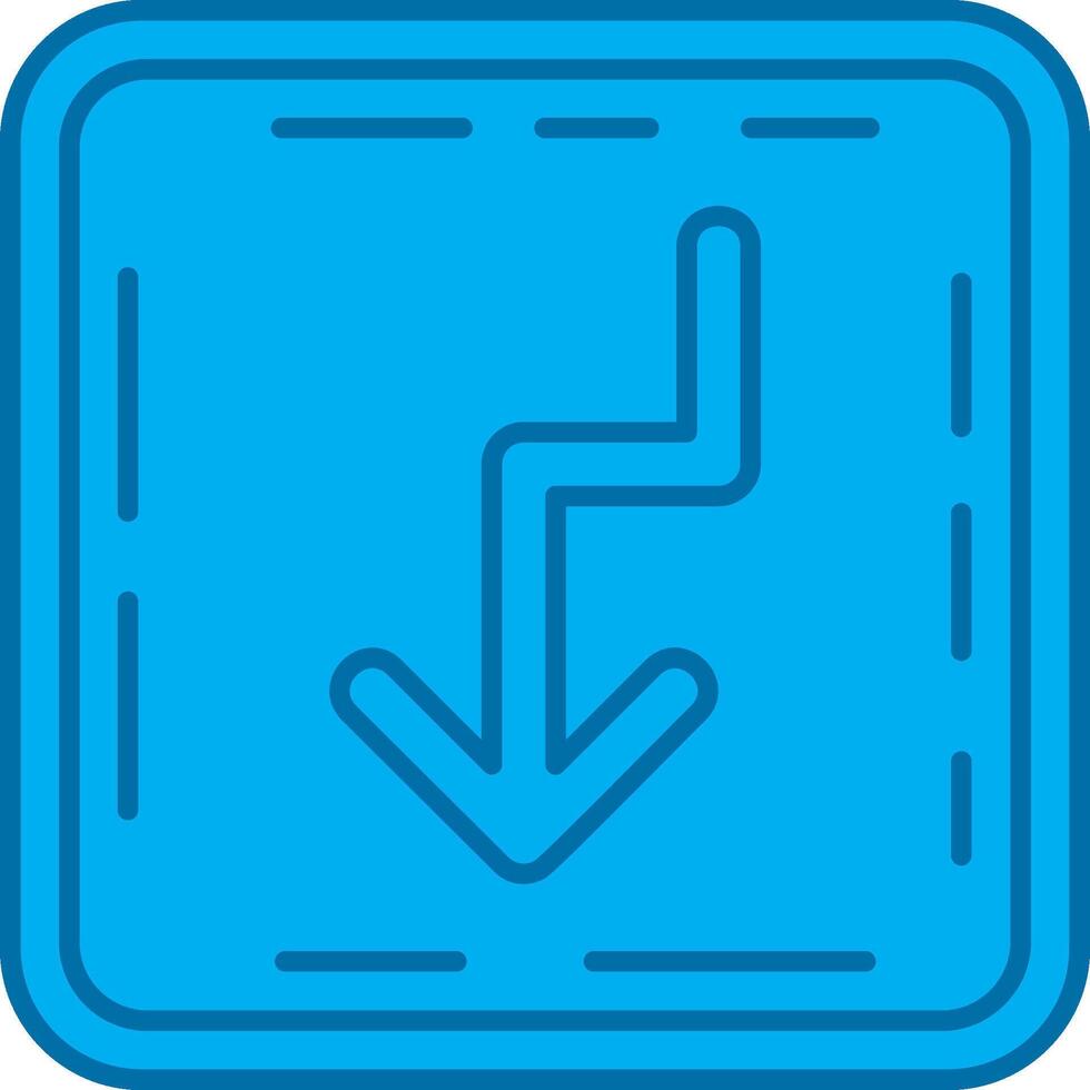 U turn Blue Line Filled Icon vector