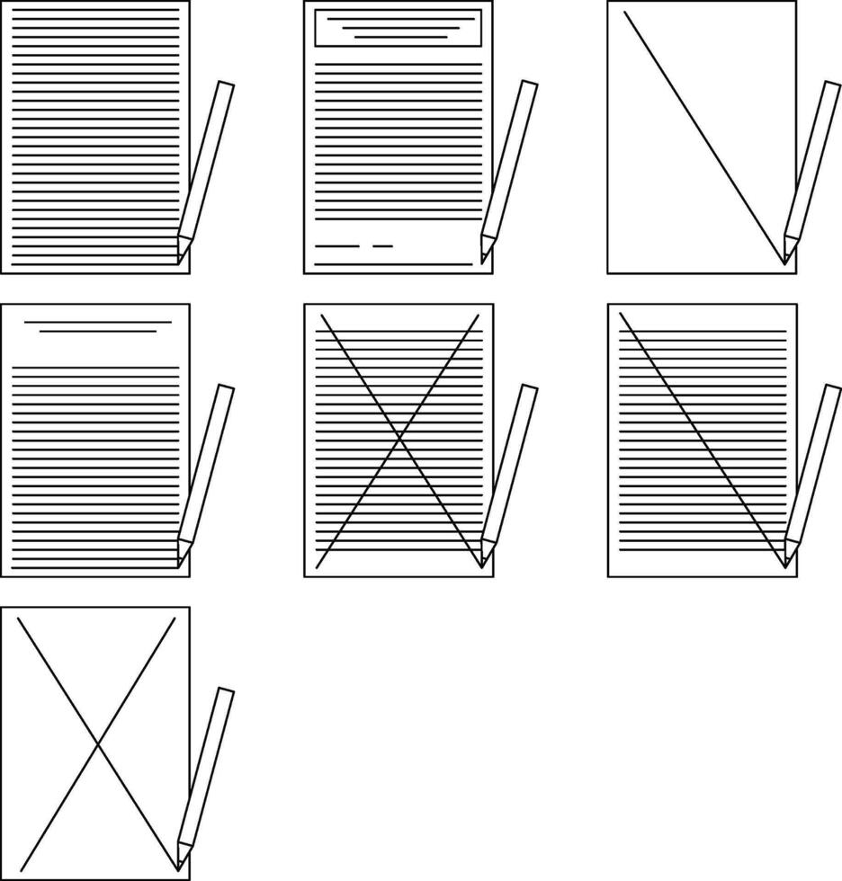 Bllack Writing Icons Set Vector