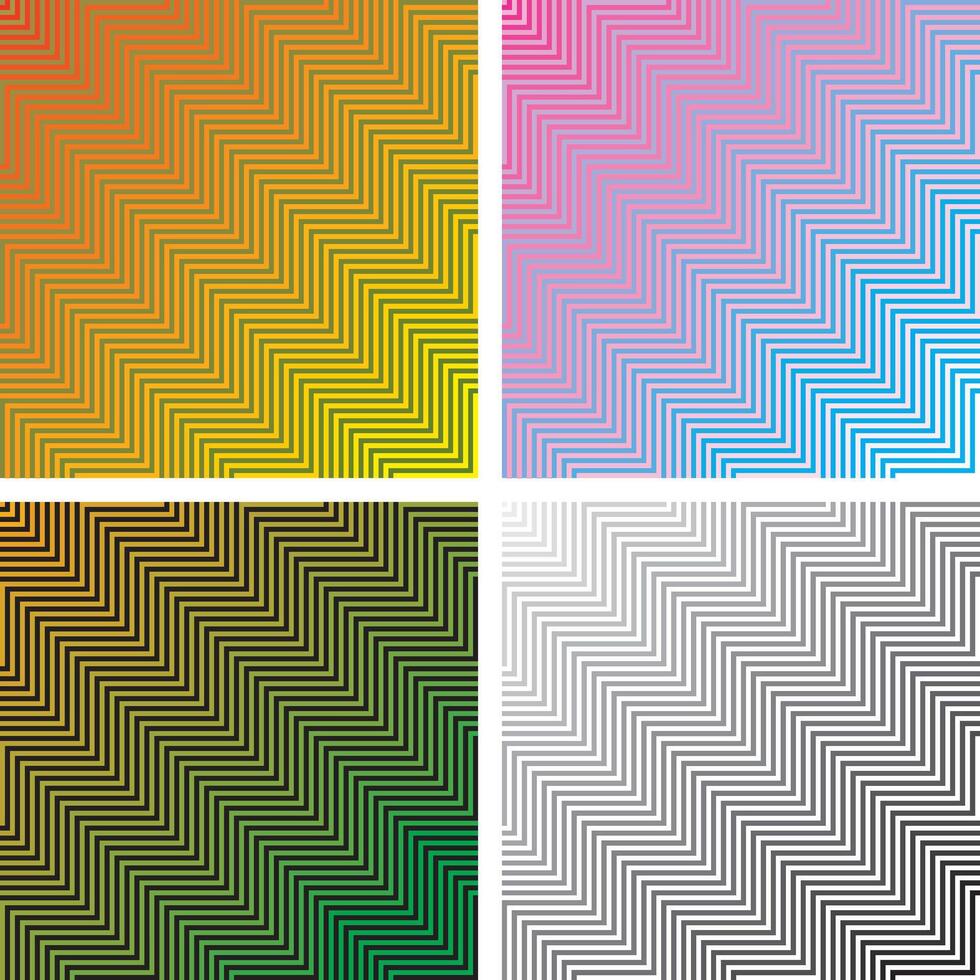 Seamless Zigzag Parallel Geometric Diagonal Optical Patterns Vectors Set