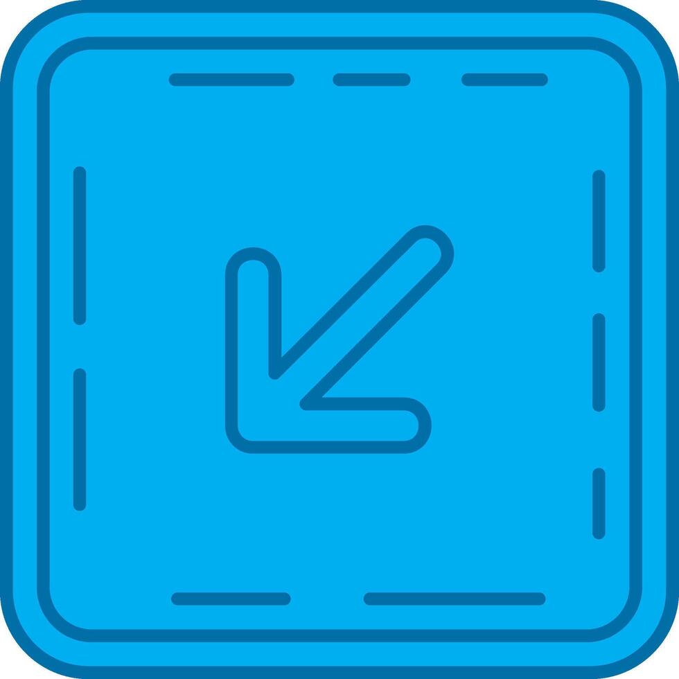 Down left arrow Blue Line Filled Icon vector