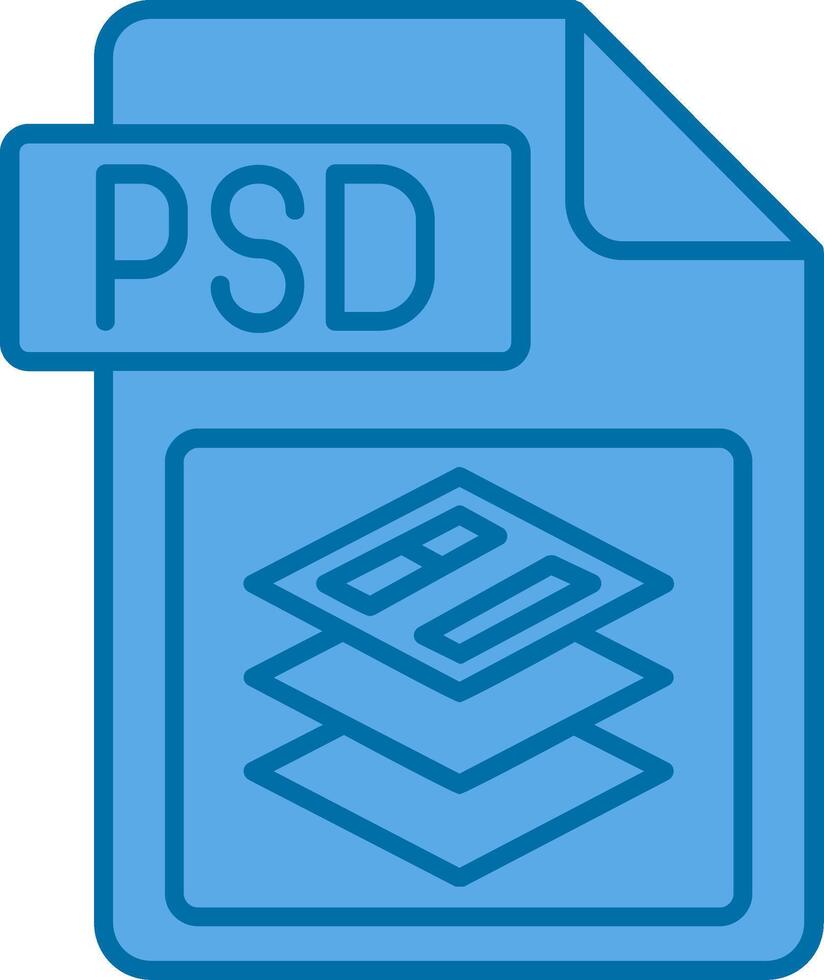 Psd file format Blue Line Filled Icon vector