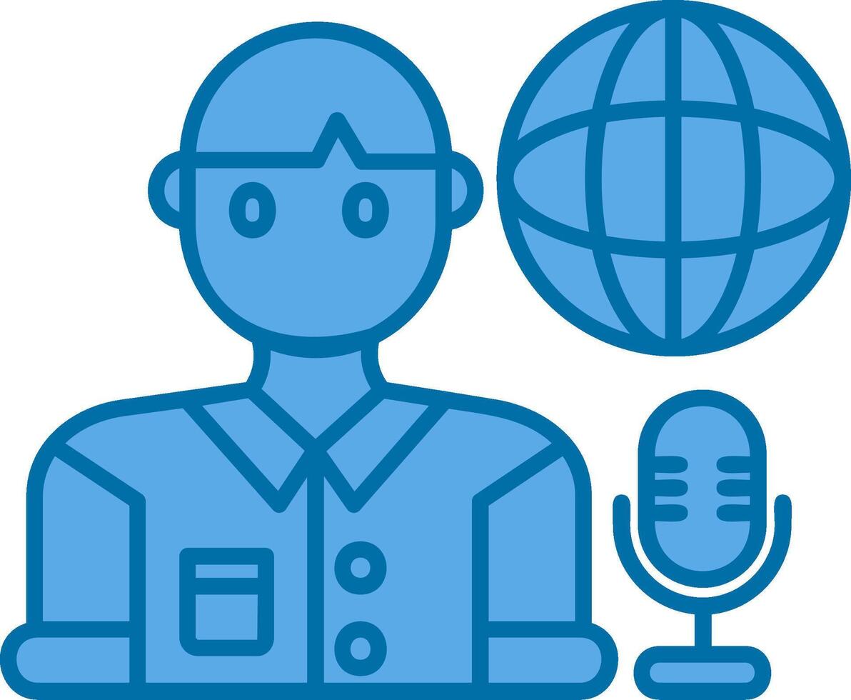 Broadcaster Blue Line Filled Icon vector