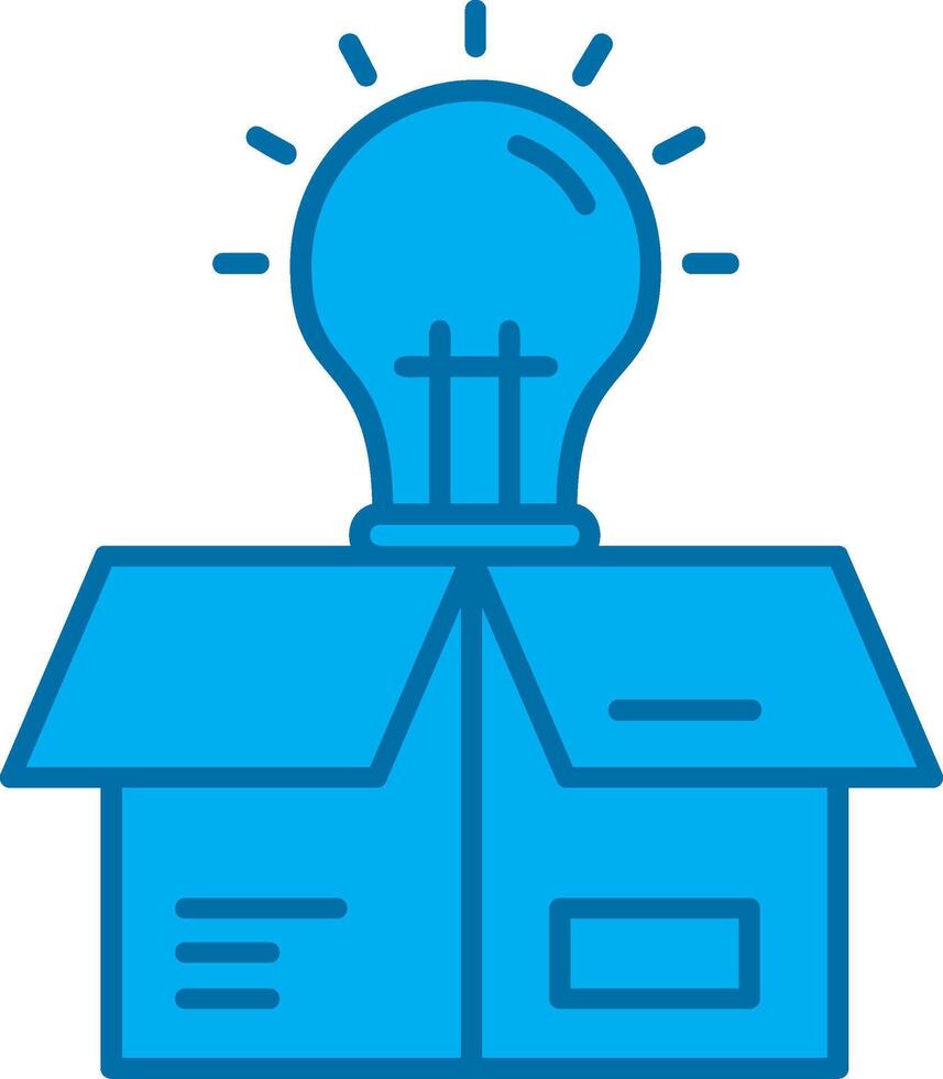 Think outside the box Blue Line Filled Icon vector