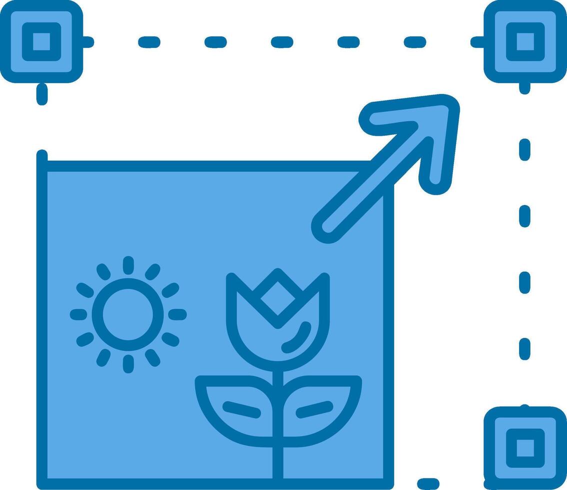 Resizing Blue Line Filled Icon vector