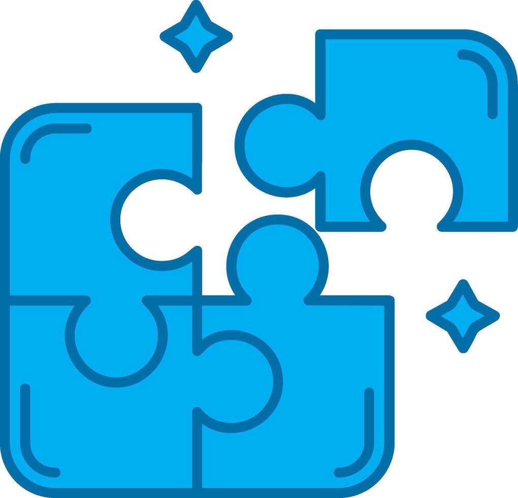 Puzzle Blue Line Filled Icon vector