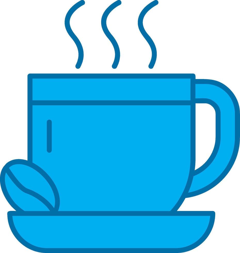 café azul línea lleno icono vector