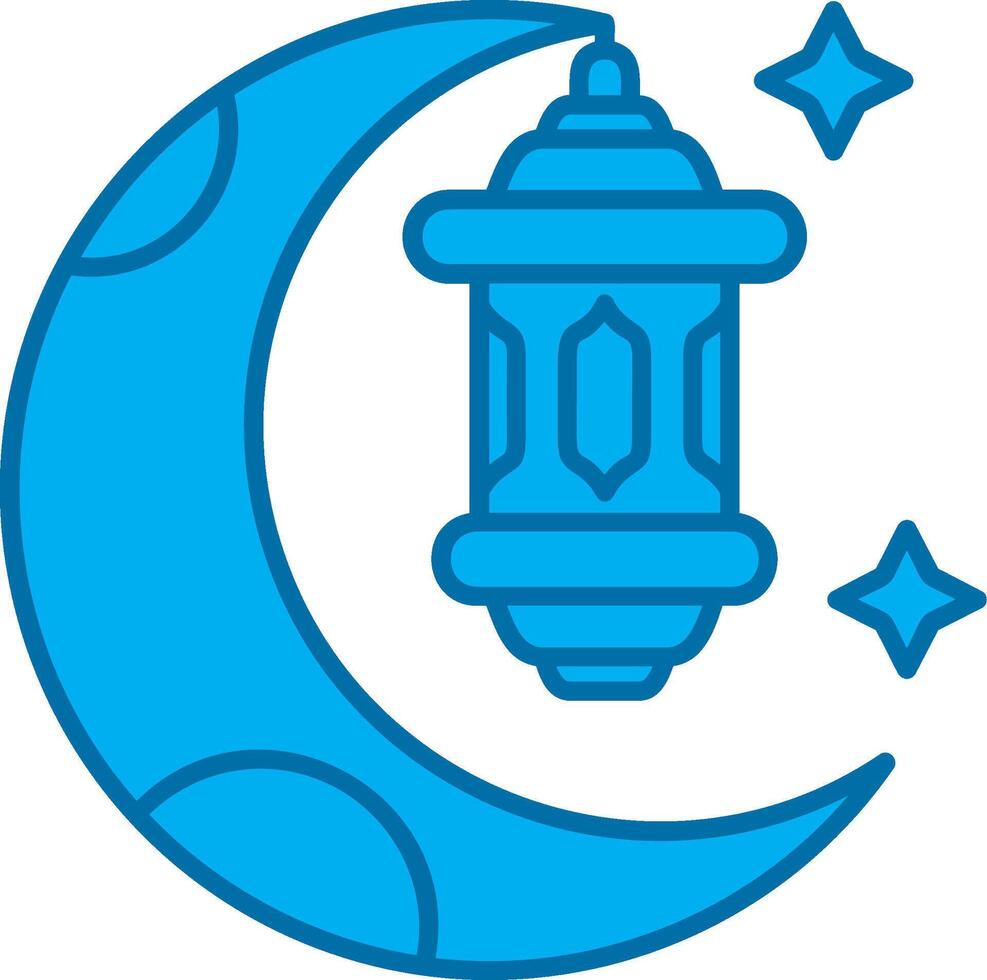 Ramadán azul línea lleno icono vector