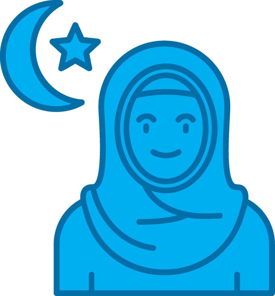 Muslim Blue Line Filled Icon vector