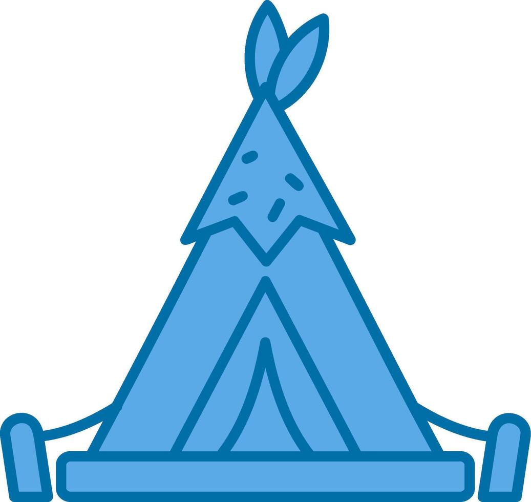 Tent Blue Line Filled Icon vector