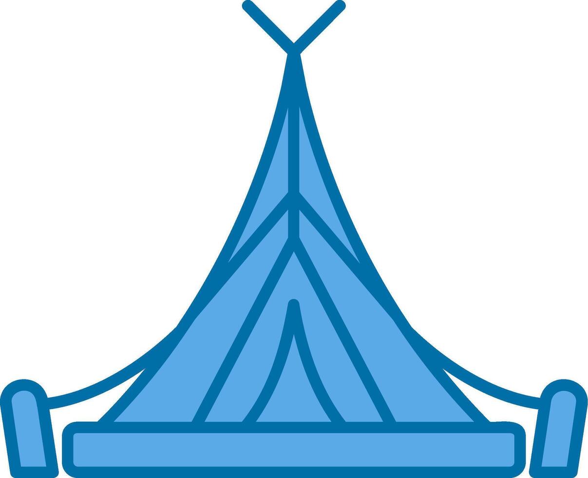 Tent Blue Line Filled Icon vector