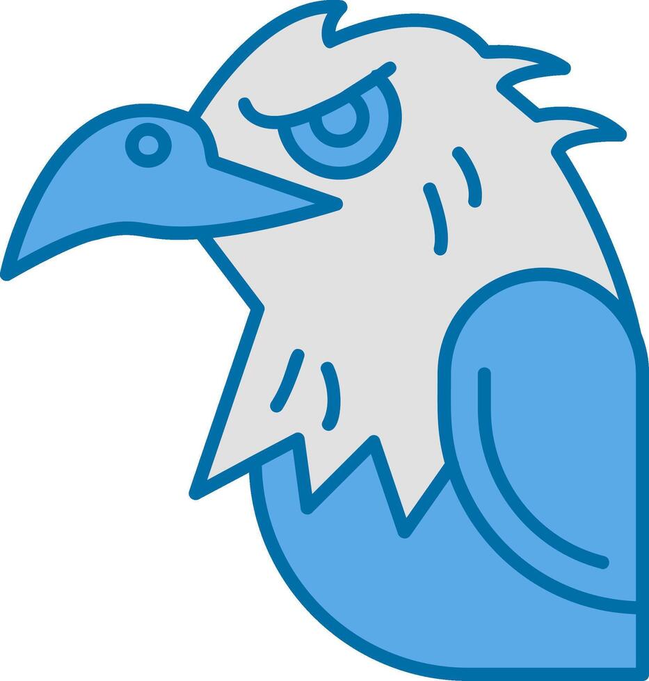 águila azul línea lleno icono vector