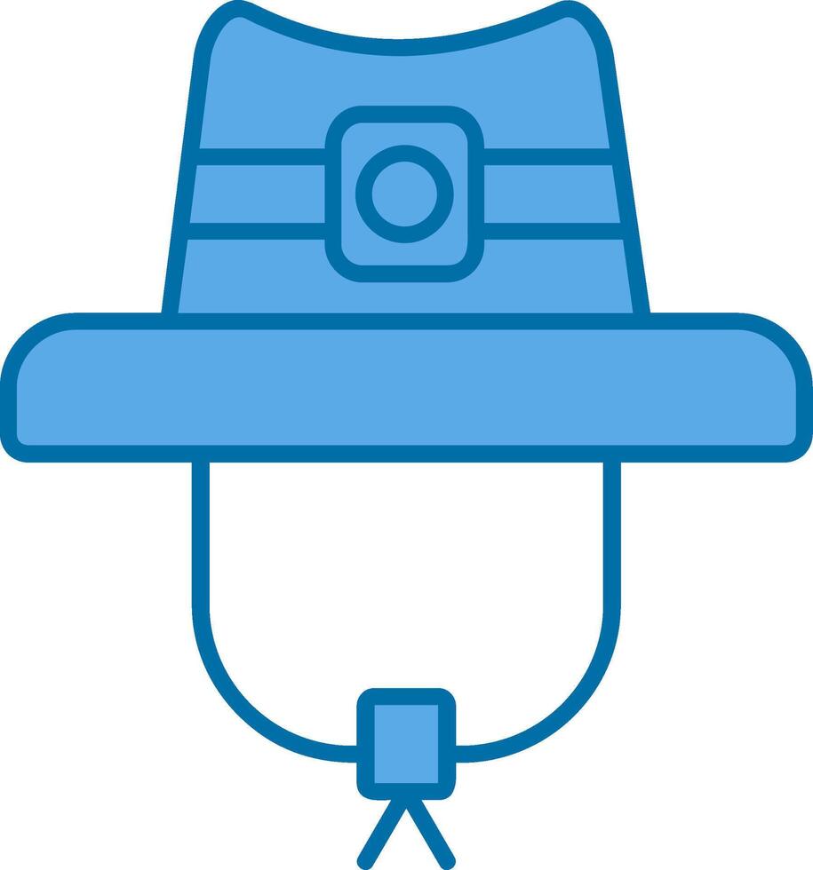 sombrero azul línea lleno icono vector