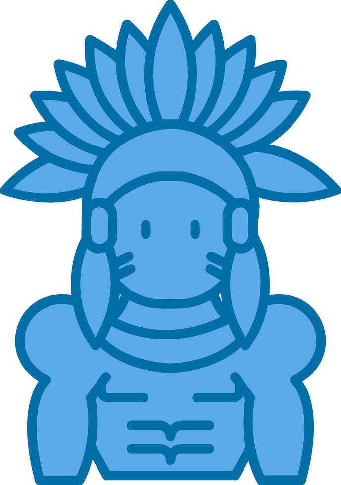 indio azul línea lleno icono vector