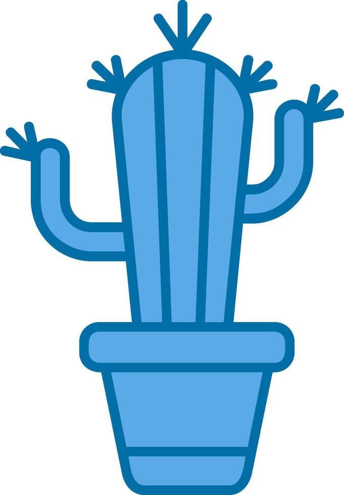 cactus azul línea lleno icono vector