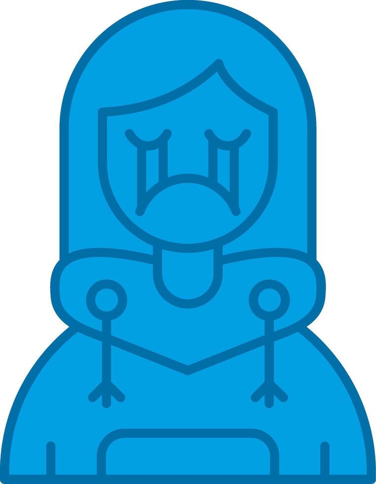 Cry Blue Line Filled Icon vector