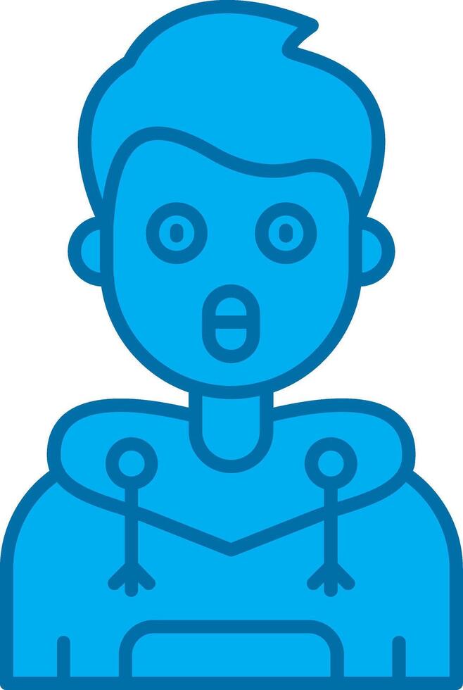 Surprised Blue Line Filled Icon vector