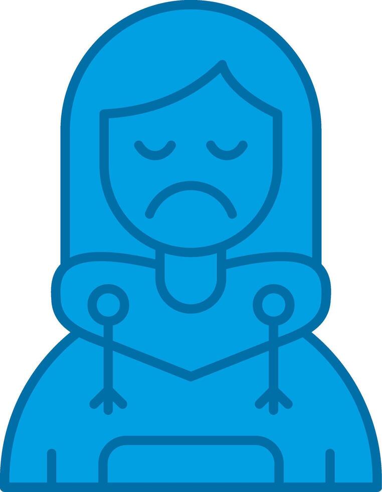 Sad Blue Line Filled Icon vector