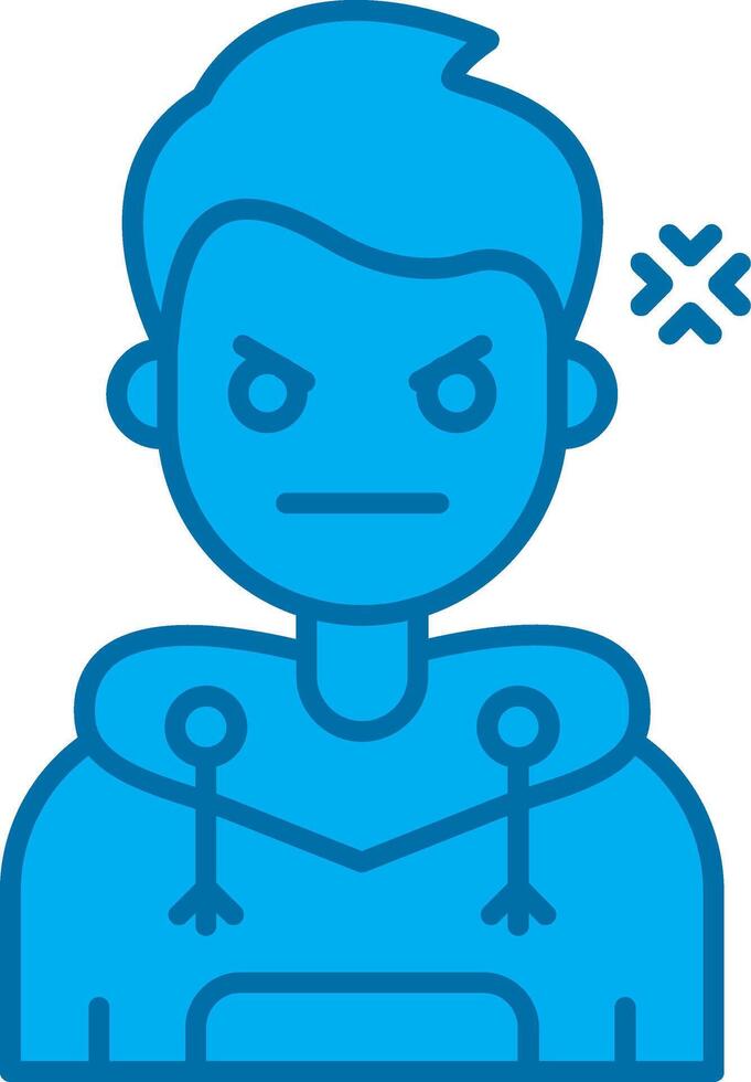 Angry Blue Line Filled Icon vector