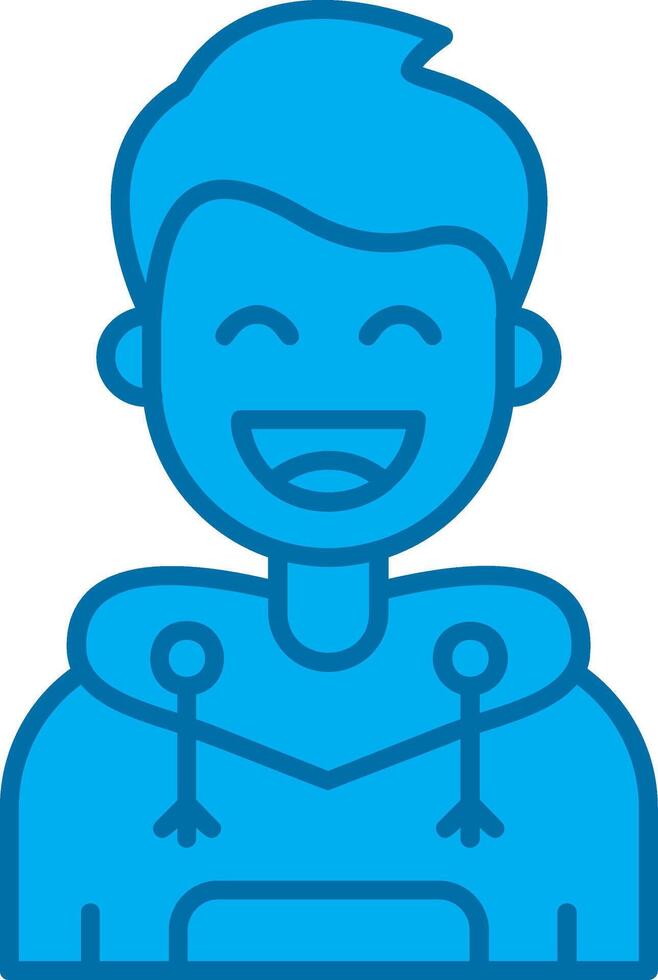 contento azul línea lleno icono vector