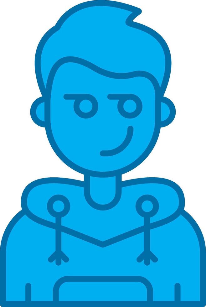 Smirking Blue Line Filled Icon vector