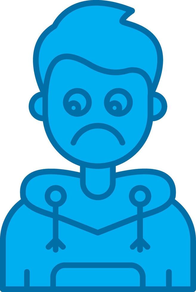 Sad Blue Line Filled Icon vector
