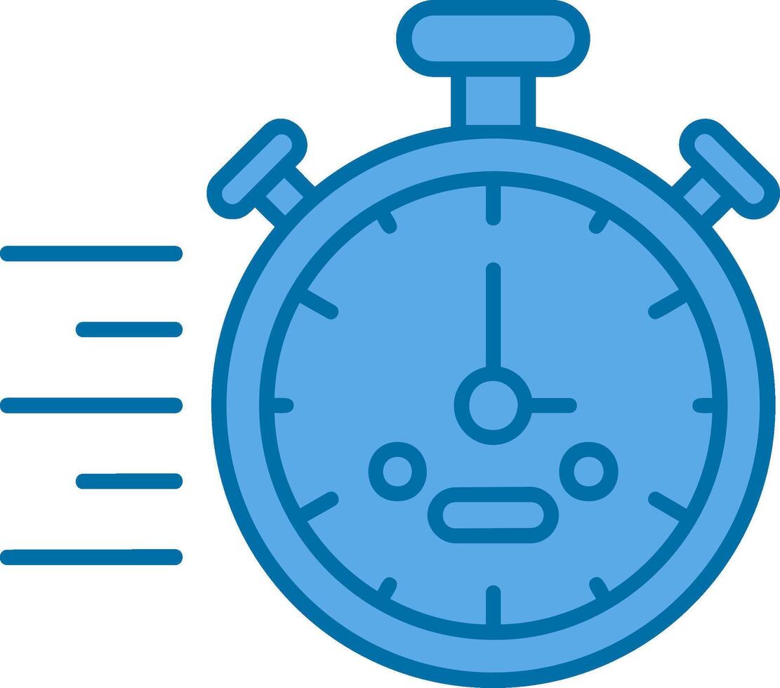 Stopwatch Blue Line Filled Icon vector