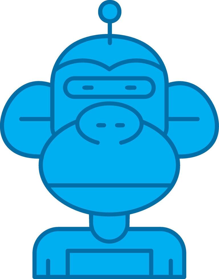 Robot Blue Line Filled Icon vector