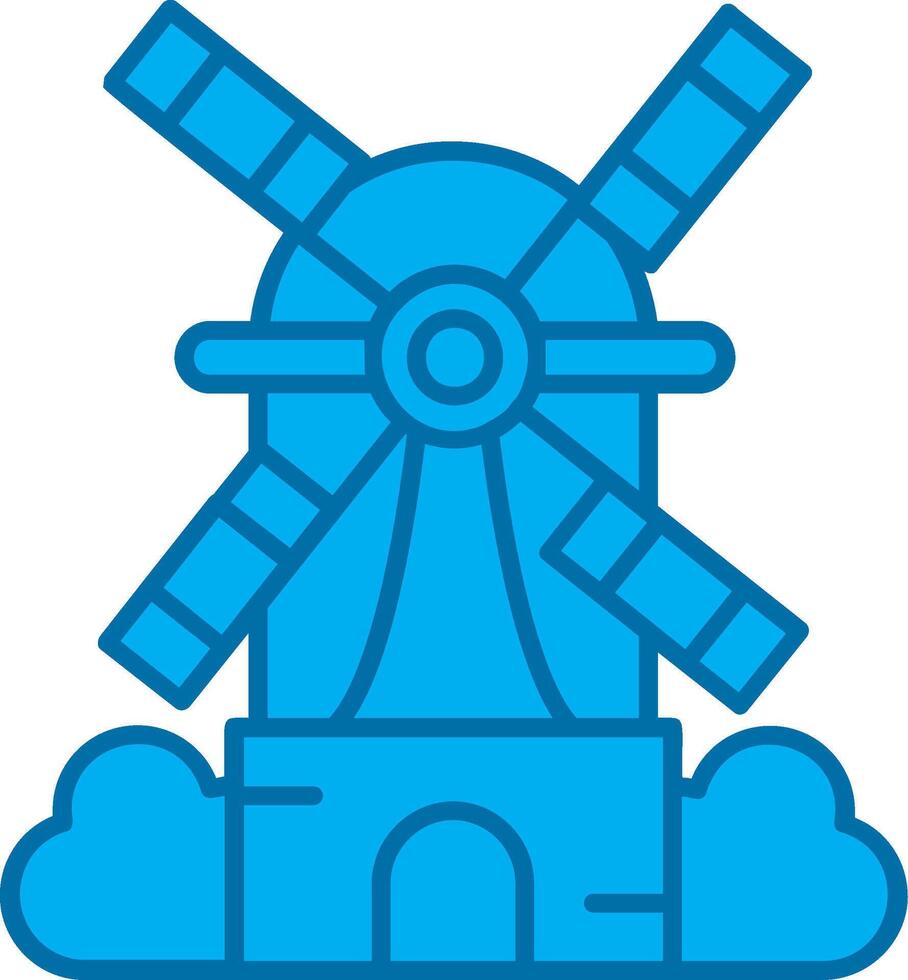 Windmill Blue Line Filled Icon vector