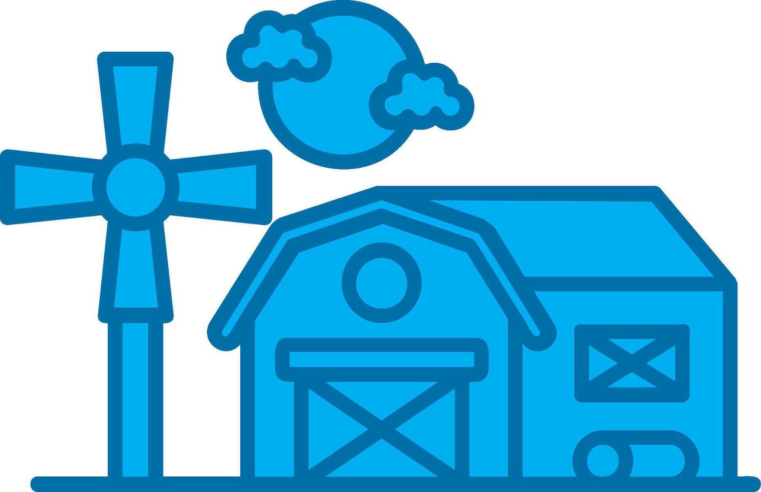 Barn Blue Line Filled Icon vector