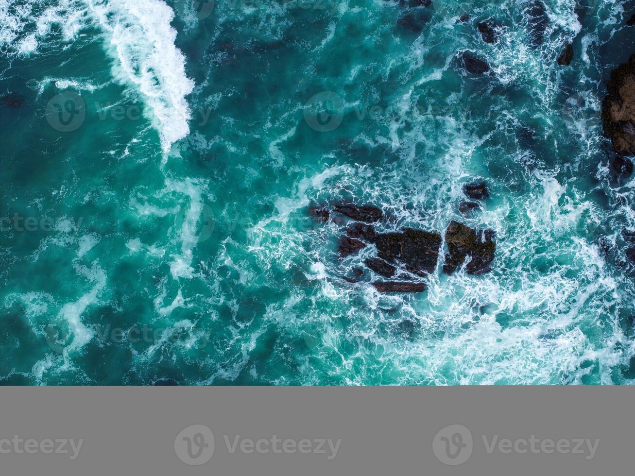 Aerial view of the huge Pacific ocean waves photo