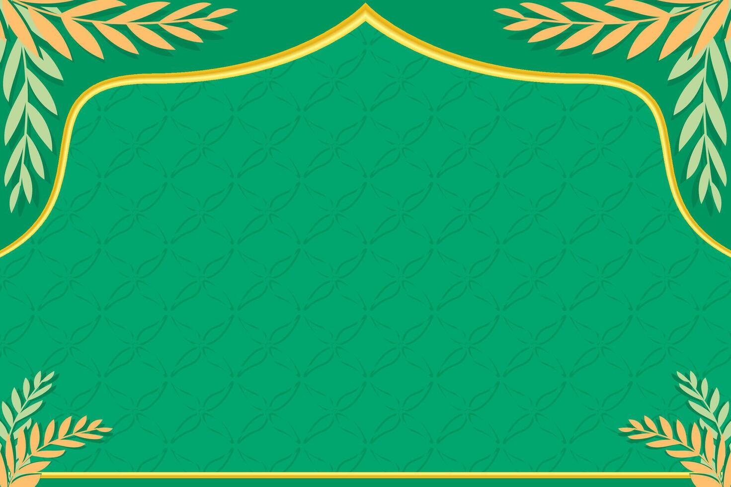 Green Islamic Plain Background with Leaf Ornaments vector