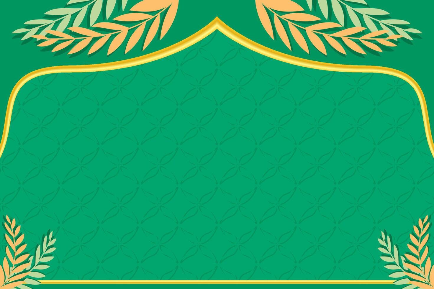 Green Islamic Plain Background with Leaf Ornaments vector