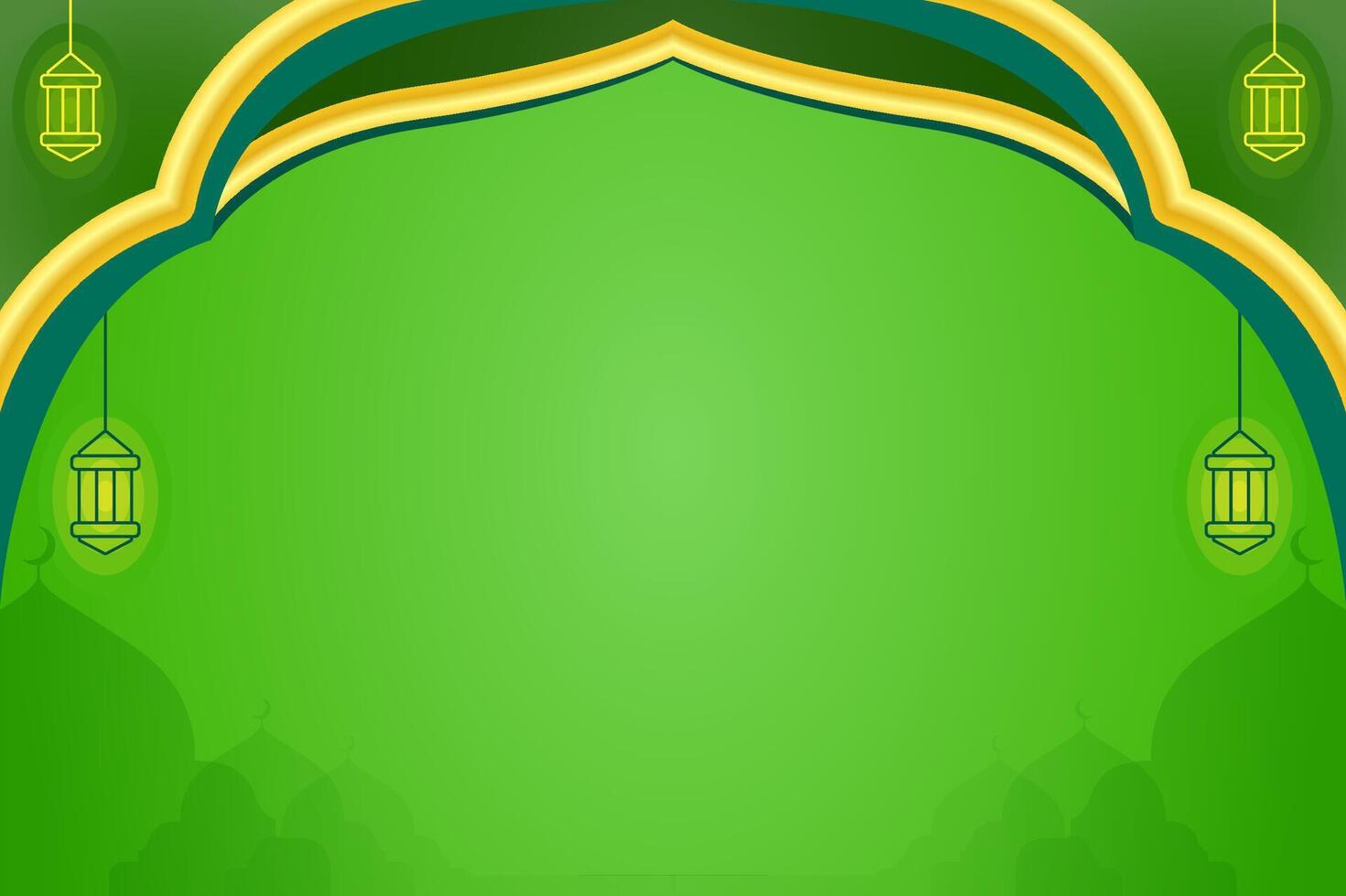 Green Islamic Plain Background with Gold Ornaments vector