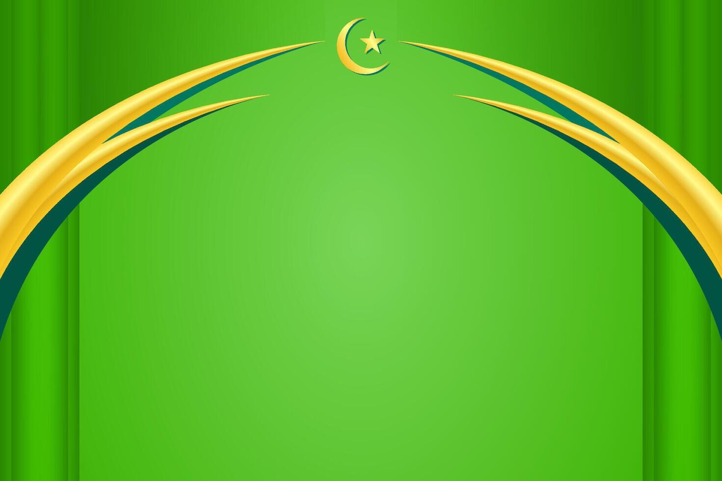 Green Islamic Plain Background with Gold Ornaments vector