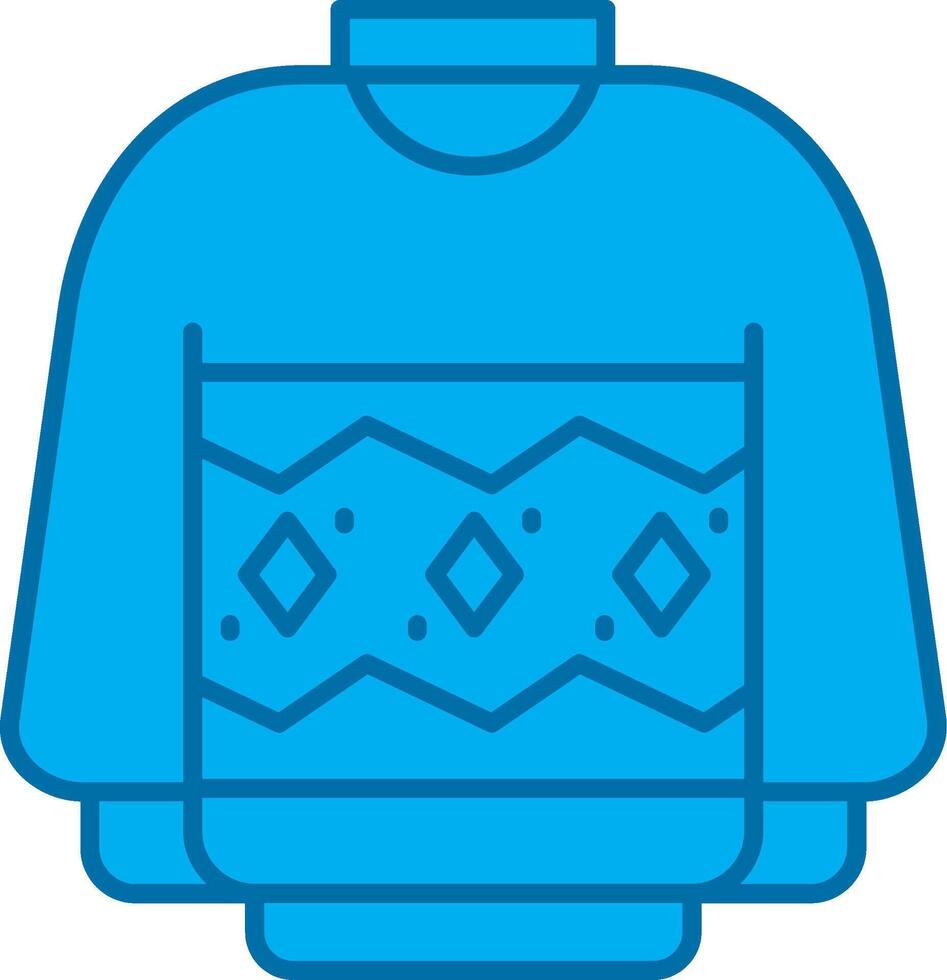 suéter azul línea lleno icono vector