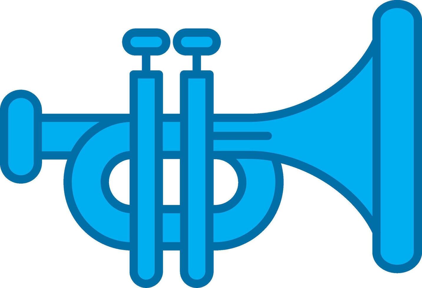 trompeta azul línea lleno icono vector