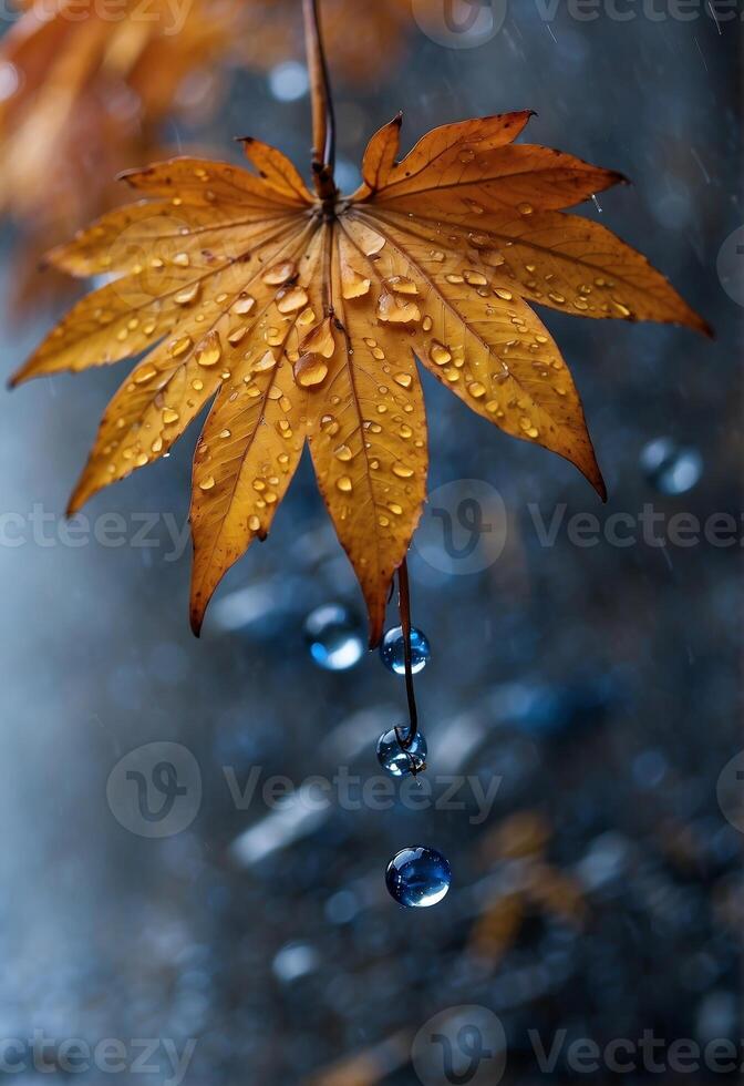 AI generated Rainy Day, autumn, blue, drops, rain drops, HD phone wallpaper photo